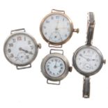 Silver (0.935) lady's bracelet watch for repair, enamel dial branded Tensen, unsigned lever