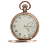 Minerva gold plated half hunter lever pocket watch, signed 15 jewel 4 adjustment movement, the