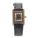 Must de Cartier Vermeil Tank silver-gilt lady's wristwatch, ref. 5057001, serial no. 663xx, sapphire