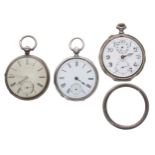 Silver fusee lever pocket watch for repair, London 1865, unsigned movement, no. 8129, dust cover,