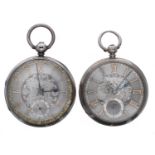 Silver fusee lever pocket watch for repair, London 1865, unsigned movement, no. 81748, silvered