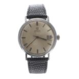 Omega automatic stainless steel gentleman's wristwatch, the silvered circular dial with baton
