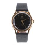 Omega 14k 'bumper' automatic gentleman's wristwatch, ref. 2375, circular black dial with applied