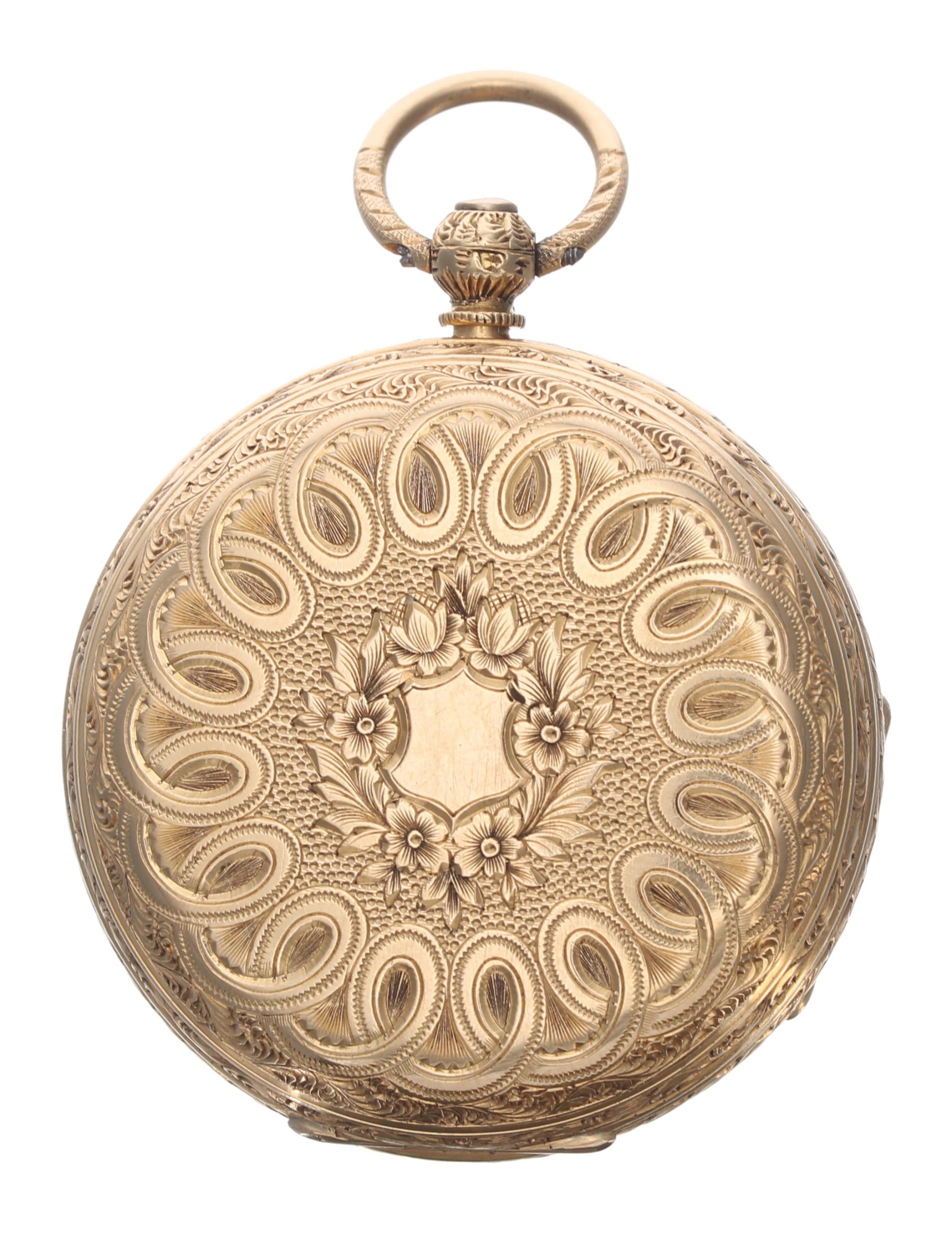 Small Victorian18ct fusee lever pocket watch, London 1865, the movement signed D. Ferris, Calne, no. - Image 3 of 4