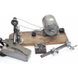 Watchmaker's lathe with motor and pedal, with spare 5mm collets