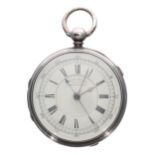 Victorian 'Marine Decimal Chronograph' silver fusee pocket watch, Chester 1880, three quarter