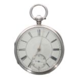 19th century silver fusee lever pocket watch, London 1880, signed J Brearley, London, no. 23923,