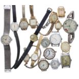 Silver wire-lug wristwatch head, import hallmarks London 1929, 15 jewel, 26mm; together with a