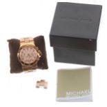 Michael Kors Dylan chronograph rose gold plated wristwatch, ref. MK-5314, quartz, bezel 42mm