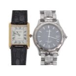 Sekonda rectangular cased gold plated gentleman's dress watch, rectangular white dial with Roman