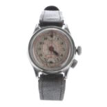 Pierce single push button chronograph stainless steel gentleman's wristwatch, circular silvered dial
