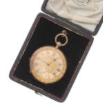 Swiss 18k cylinder pocket watch, three quarter plate gilt frosted movement signed Lagier Genéve,