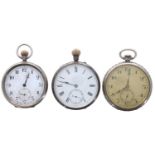 Silver lever dress pocket watch for repair; together with a D.F&C silver lever engine turned