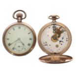 Thos Russell & Son gold plated lever hunter pocket watch for repair, signed 15 jewel movement,
