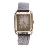 Elgin 10k gold filled gentleman's wristwatch, rectangular signed silvered dial with Arabic