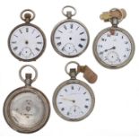 Omega nickel cased lever pocket watch for repair, 53mm (lacking bezel, crown and hands); together