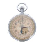 Lemania Military issue chrome plated nickel chronograph pocket watch, the signed paper dial with