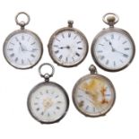 Five cylinder engraved fob watches for repair