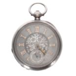 Waltham silver lever pocket watch, Birmingham 1892, movement no. 5297714, silver foliate Roman