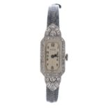 Attractive Rolex Art Deco platinum and diamond set lady's cocktail watch, case serial no. 192xxx,