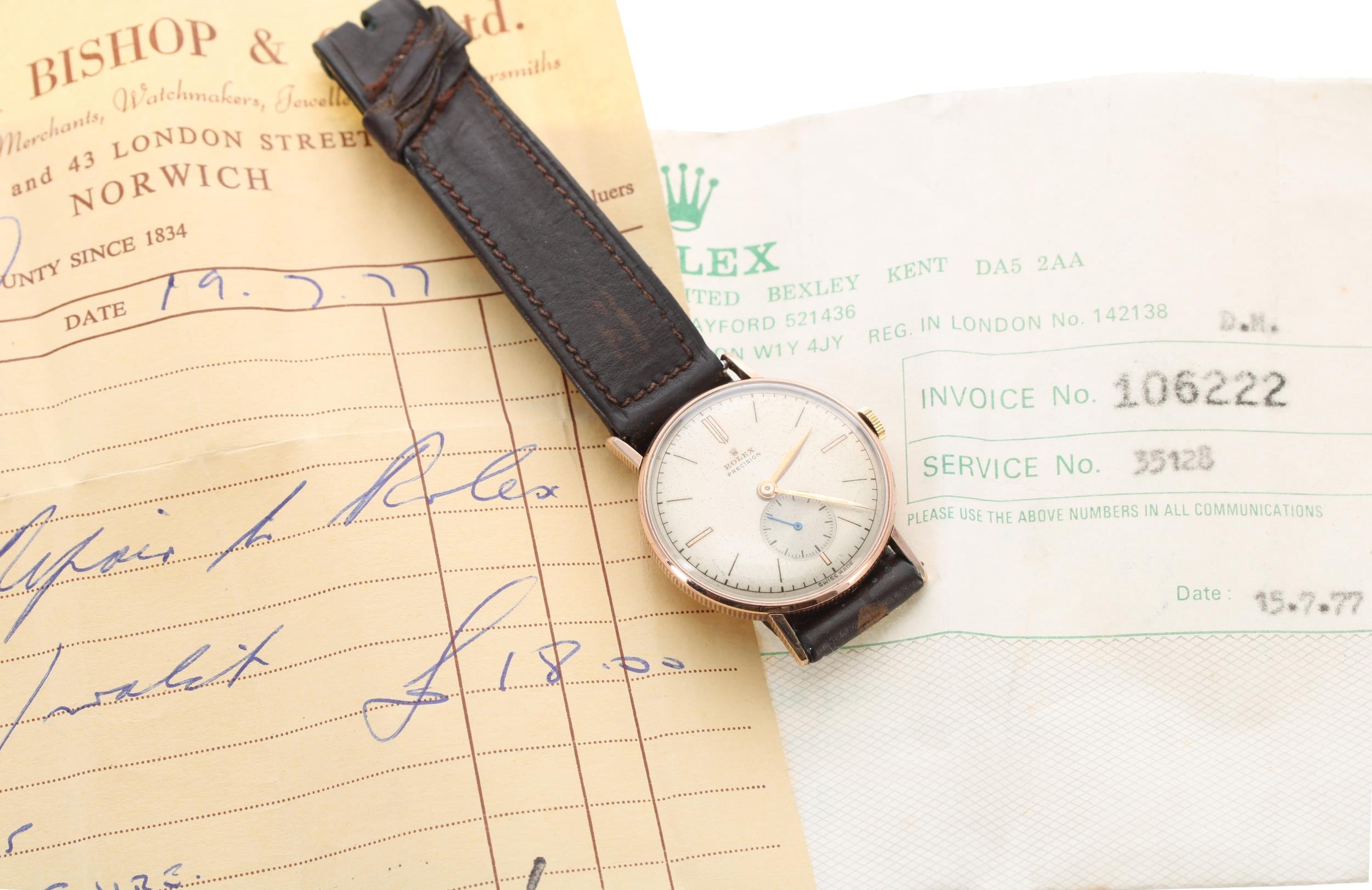 Rolex Precision 9ct gentleman's wristwatch, ref. 3923, serial no. 274xxx, circa 1944, signed