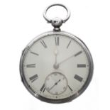 19th century silver fusee lever pocket watch, London 1874, signed Wm Potts, Leeds, no. 15251, with