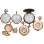 Seven assorted gold plated pocket watches for repair (7)