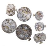 Rolex / Tudor - two Rolex 15 jewel wristwatch movements; together with a Rolco 15 jewel wristwatch