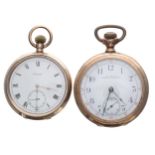 Waltham gold plated lever pocket watch, signed movement, no. 6361188, the dial with Arabic numerals,