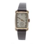 Bulova gold filled and stainless steel rectangular curved gentleman's wristwatch, case ref. 7529842,