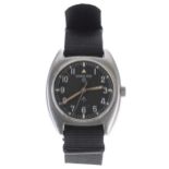 Hamilton British Military RAF pilot's stainless steel wristwatch, circa 1973, black dial with Arabic