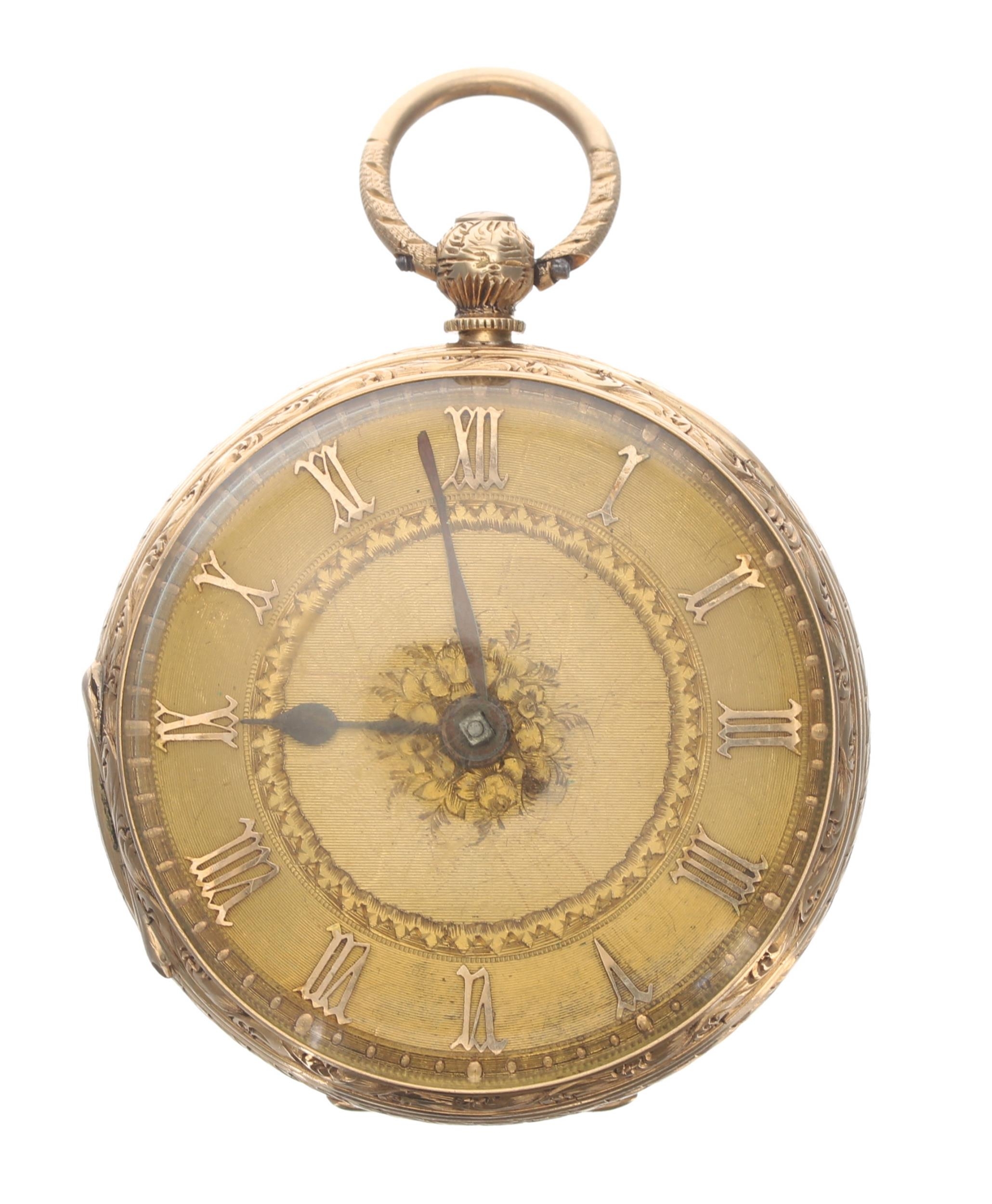 Small Victorian18ct fusee lever pocket watch, London 1865, the movement signed D. Ferris, Calne, no. - Image 2 of 4