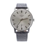 Longines stainless steel gentleman's wristwatch, case no. 17 3884xx,  silvered dial with baton