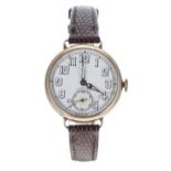 Longines 9ct wire-lug gentleman's wristwatch, serial no. 6227xxx, circa 1941, signed white