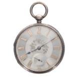 Victorian silver fusee lever pocket watch, London 1866, the movement signed J. Flinn & Sons,