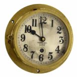 Small bulkhead clock timepiece, the 5" silvered dial signed Dobbie McInnes & Clyde Limited,