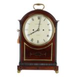 Good English mahogany double fusee pad top bracket clock, the 7" convex cream dial signed Ja