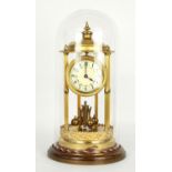 Large German torsion clock timepiece, the 3.5" floral painted cream dial within a pagoda brass