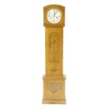 Enfield oak two train grandmother clock striking on a gong, 45.25" high