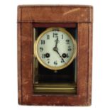 Giant French brass and four glass two train carriage clock striking on a gong and with platform