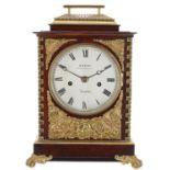 Good English rosewood and ormolu mounted double fusee bracket clock, the 5" silvered dial and