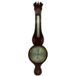 Good early mahogany wheel barometer/thermometer, the principal 8" silvered dial signed J.M.