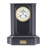 French black marble two train mantel clock, the movement back plate signed Simpson et Co á Paris,