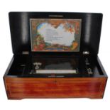 Rosewood cased music box, the 8.25" cylinder playing on ten airs, with tune sheet, the ebony