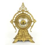 French gilt metal ornate two train mantel clock, the movement with outside countwheel striking on