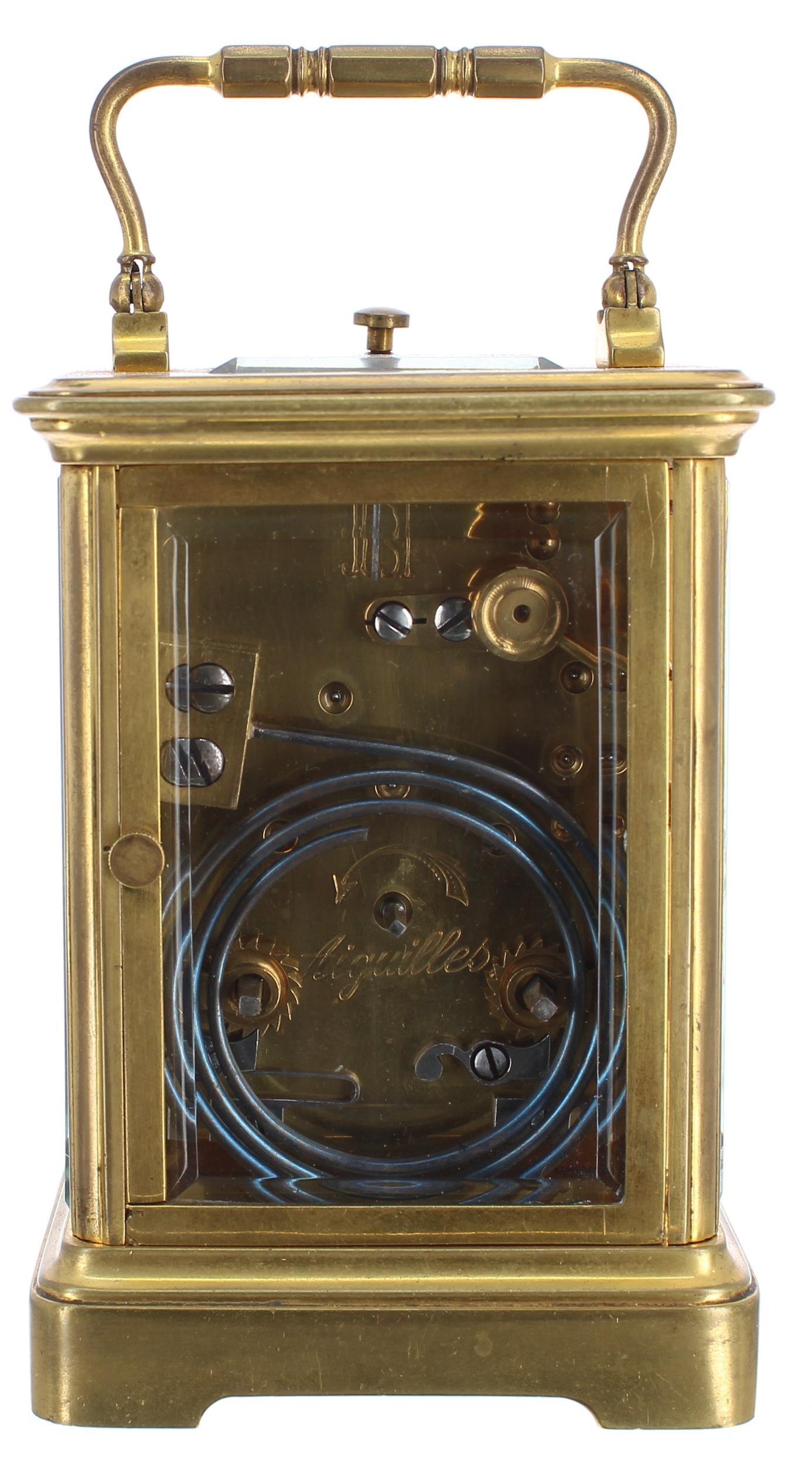 Small French repeater carriage clock striking on a gong, the back plate inscribed Just, no. 21129, - Image 4 of 5