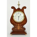 Attractive French mahogany mantel clock timepiece with platform escapement, the 3.5" convex white