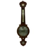 19th century mahogany four glass banjo barometer, the 8" silvered dial within a shaped case