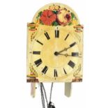 Black Forest shield wall clock with 9" painted arched dial