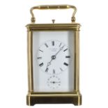 French repeater carriage clock with alarm striking on a bell, no. 5915, the dial inscribed J.W.